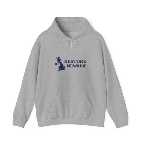 Restore Newark Hoodie — UK Map Logo Sweatshirt, Community Pride Pullover